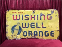 Orig Wishing Well Orange Soda Tin Sign - 59" x 34"