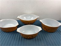 4X PYREX GLASS BOWL SET LARGE VINTAGE RARE