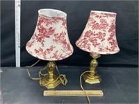 2 small brass lamps