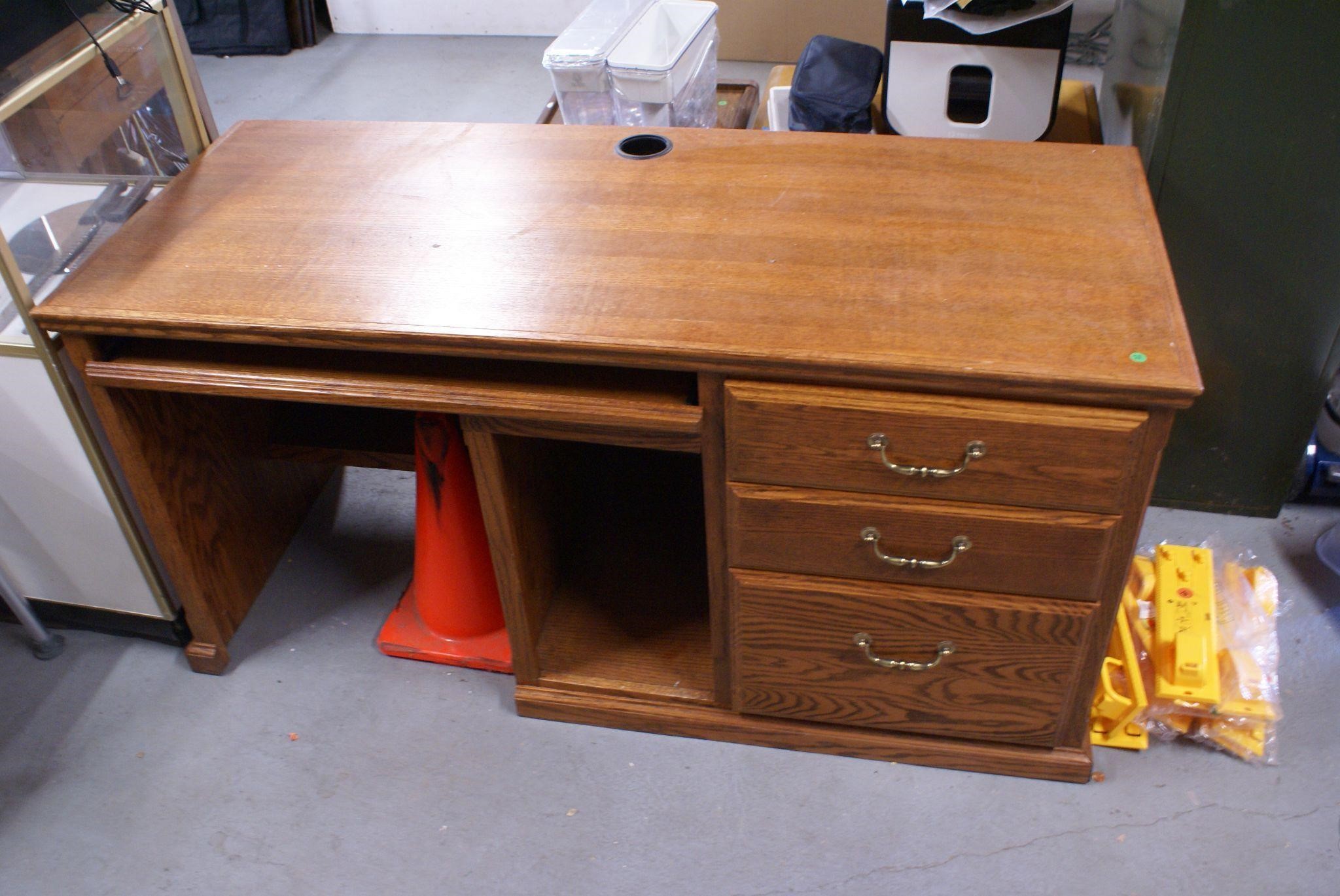 Wood Office Desk with Drawers