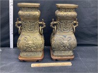 2 large heavy brass vases