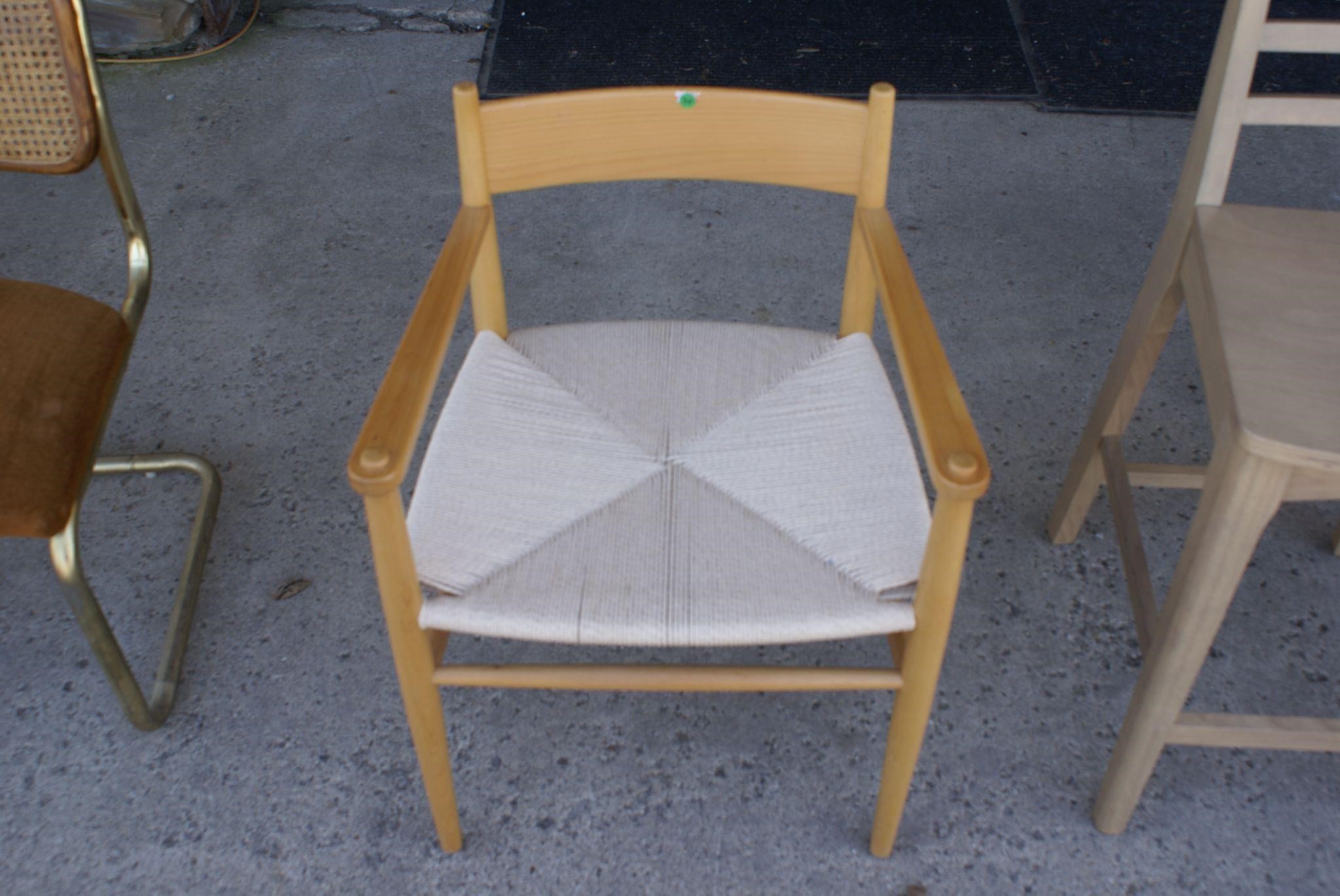 Wood Arm Chair with Woven Seat