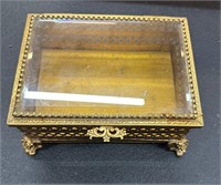 Beveled glass & brass Trinket box clear top