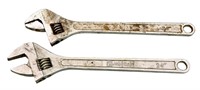 Two 24 inch adjustable wrenches