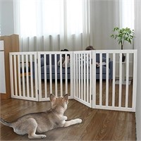 ZJSF Freestanding Foldable Dog Gate for House Extr