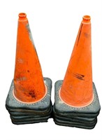 12 safety/traffic cones 28 inches tall showing