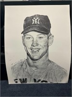 Vintage Mickey Mantle Sketch Art Yankees