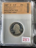 2007 – S silver Utah quarter SGS PR70CAM