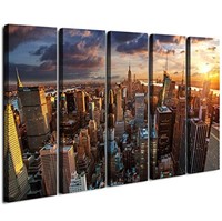 ART New York Sundown Canvas Print, Large Wall City