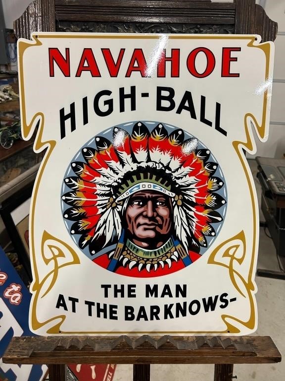 NAVAHOE High Ball Indian Bar Porcelain Sign