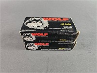 2 Boxes of 50 Wolf .45 Auto Ammunition