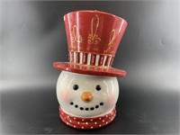 Lidded cookie jar snowman's head