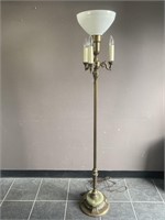 Vintage Marble & Brass Torchiere Floor Lamp