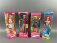 4 New Barbies & Little Mermaid Doll