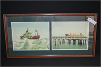 17" x 34" Dual Photo Great Lakes Freighters Framed