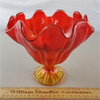 LE Smith Amberina Glass Candy Dish 7" H