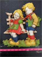 Vintage Wall Art plastic Children Courting