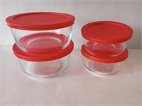 Four Pyrex Microwave Storage Containers With