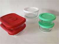 Pyrex & Anchor Glass Storage With Snap Lids (6)
