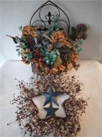 Metal Wall Hanging Basket & Star Wreath