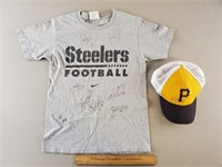 Signed Pittsburgh Steelers Shirt & Pirates Hat