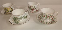Cups & Saucers, 3 - Queen Anne, 1- Made England