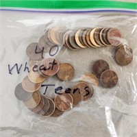 40ct Wheat Pennies All 1910s