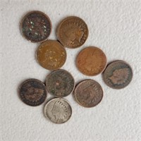 9ct Indian Head Pennies 1800s