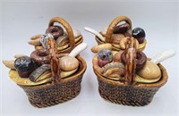 Collection of Ceramic Mexican Basket Decor