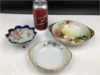 3 pièces de vaisselle Nippon, peintes main