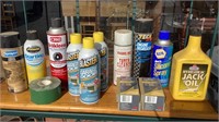 Garage maintenance sprays etc as shown, 220 grit