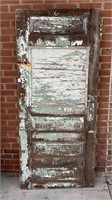 Antique Weathered 5 panel door with hardware,
