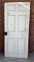 Antique 6 panel door with hardware, 70 x 32