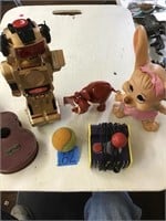 GAME CONTROL, GUITAR, ROBOT, MOUSE DOLL