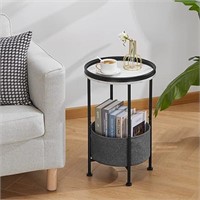 Industrial 2-Tier Round End Table, 15"D x 24"H