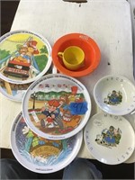 SIX FLAGS PLATES, WHEATIES BOWLS, LETTERS DISHES