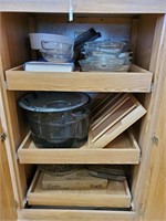 Cabinet WIth Pyrex, Cook Books & More