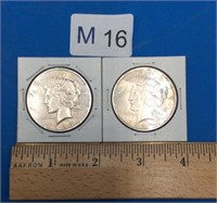 Two 1923 Peace Liberty Head Silver Dollars