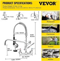 VEVOR Commercial Faucet with Sprayer, 8"