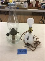 OIL LAMP,  ELECTRIC LAMP