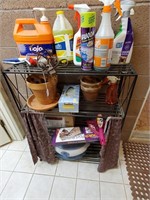 Metal Rack With Cleaning Supplies And More