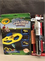 NIB SPIRA CHALK BLASTER. NIP STAR WARS LUKE