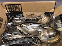 WHOLE BUNCH OF SILVER PLATE FLATWARE AND