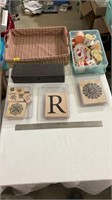 Crafting stamps, basket decor, storage container