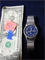 Timex Indiglo Silver Tone Watch w/ Blue Face