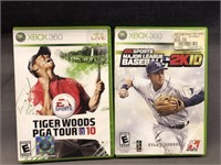 2- XBOX GAME DISCS.  PGA TOUR 10 AND MLB 2K10
