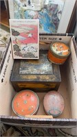 For Antique tins, including three flowers,