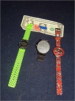 3ct Watches-2 Bright Colored, 1 w/ Large Face