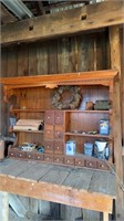 Old pine shelf unit with eight drawers with 16