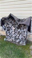 3 foot metal log rack with the firewood, well